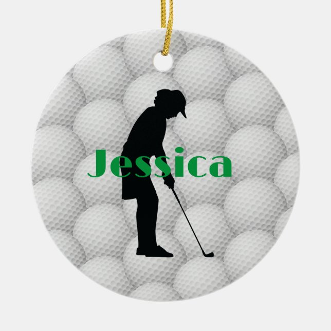 Cerâmica Golf Balls Design Abstrato de Golfer Ornamento Cer (Frente)
