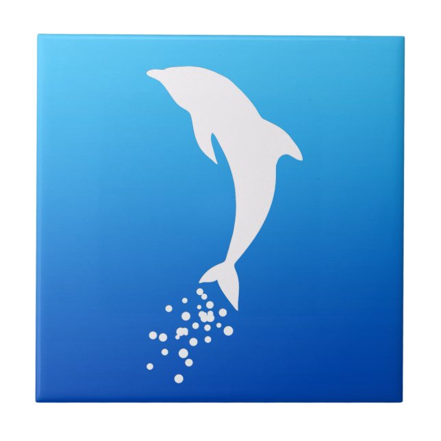 Cerâmica Golfinho Branco Pulando Com Azulejo De Bolhas (Frente)