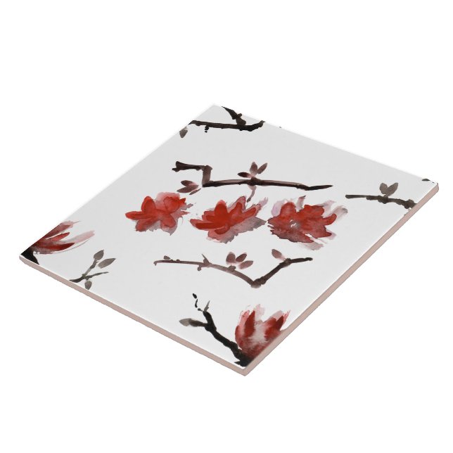 Cerâmica Grande azulejo cerâmico com design de flor repetid (Lateral)