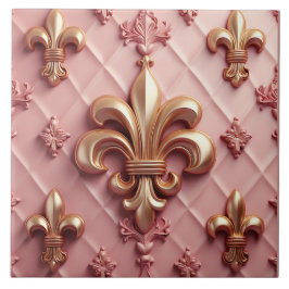 Cerâmica Grande azulejo cerâmico de Fleur De Lis, rosa
