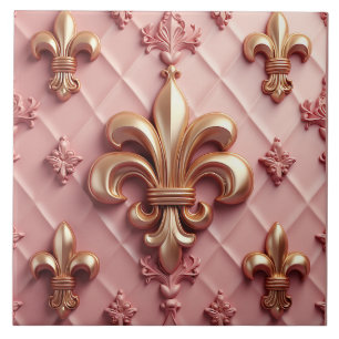 Cerâmica Grande azulejo cerâmico de Fleur De Lis, rosa