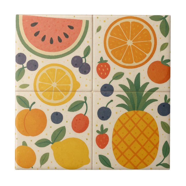 Cerâmica Harmonia de Fruta de Verão - Azulejo cerâmico de a (Frente)
