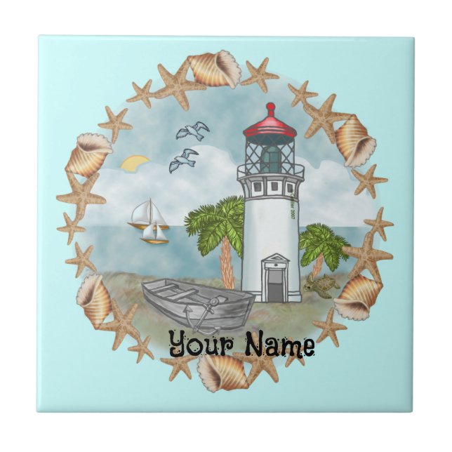 Cerâmica Hawaii concha Azulejo de farol (Frente)