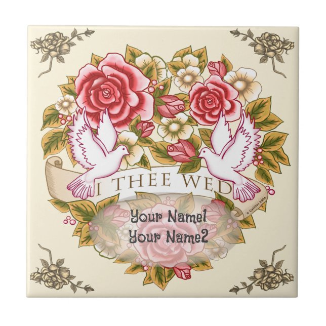 Cerâmica I O azulejo de casamento do Wed (Frente)