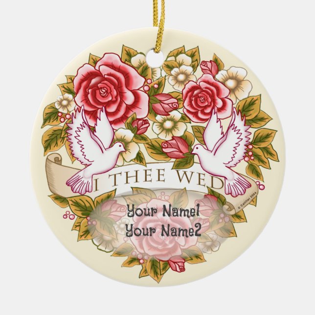 Cerâmica I O ornamento de casamento do Wed (Frente)