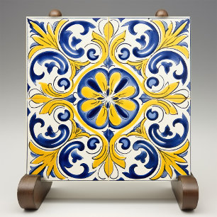 Cerâmica Impressão de Azulejo Amarelo Fleur-de-Lis