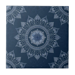 Cerâmica Índigo Azulejo Azul Decoração de Mandala Portugues