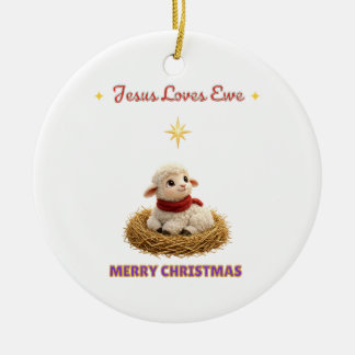 Cerâmica Jesus Ama Você Ornamento de Cordeiro de Natal
