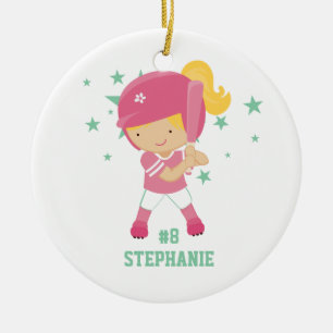 Cerâmica Jogador de softball e ornamento personalizados das