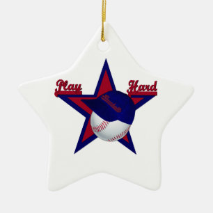 Cerâmica Jogar softball e ornamento de estrelas de chapéu e