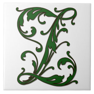 Cerâmica Leaf - Letra Z no Azulejo de Monograma Verde