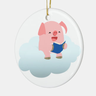 Cerâmica Leitor de Porco de Cartoon de Cuta no Ornamento de