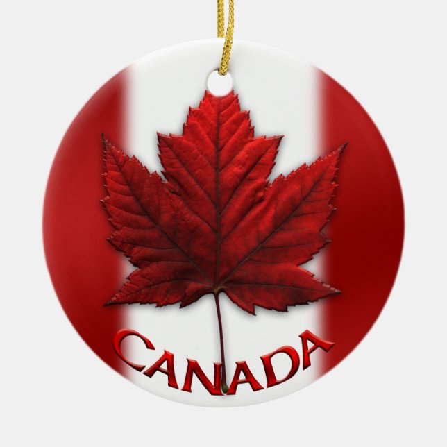 Cerâmica Lembranças do ornamento da bandeira de Canadá & (Frente)