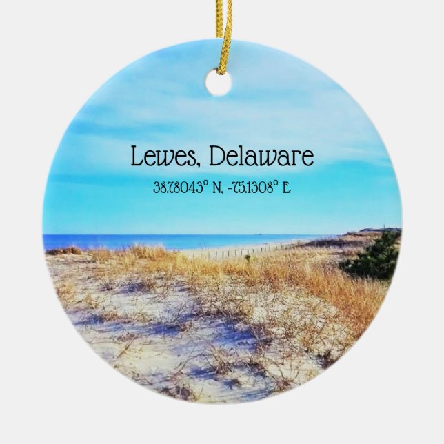 Cerâmica Lewes Delaware com Ornamento de Coordenadas (Frente)