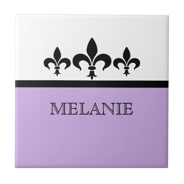 Cerâmica Lilac Swanky Fleur De Lis Azulejo (Frente)