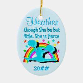 CERÂMICA LINDO ORNAMENTO DE CHEERLEADER AZUL PERSONALIZADO