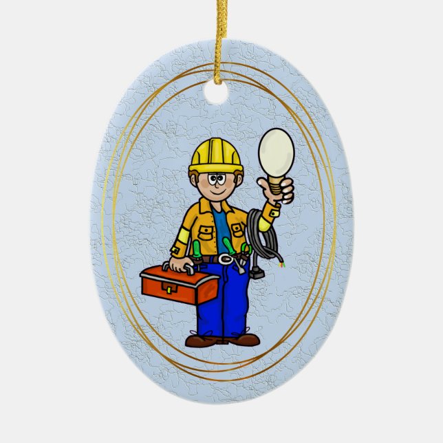 Cerâmica Lineman com Ornamento de Nomes Personalizados da G (Frente)