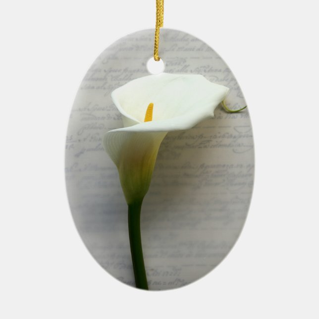 Cerâmica lírio de calla no ornamento velho do oval da (Frente)