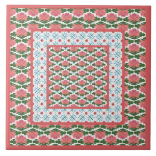 Cerâmica Lírios De Água Rosa, Dragões Azuis: Azulejo Cerâmi