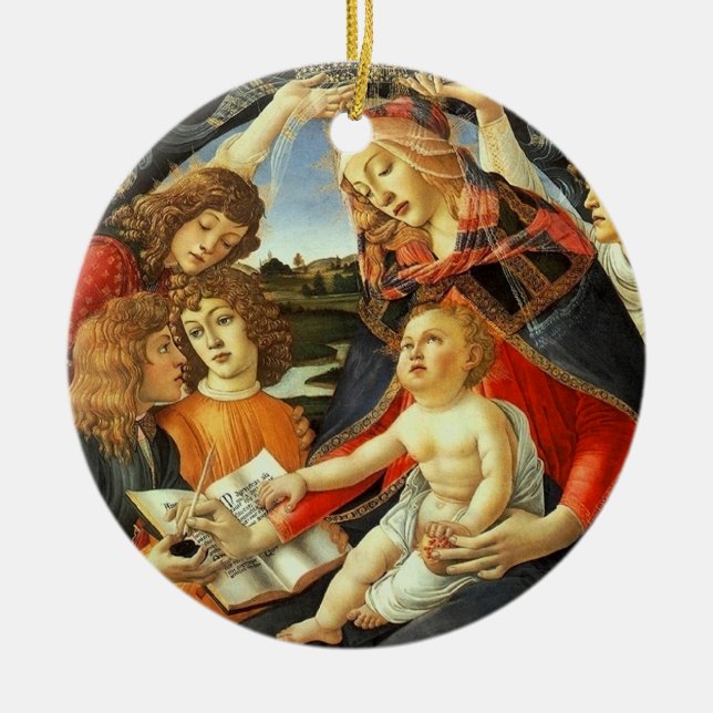 Cerâmica Madonna de Botticelli. Ornamento de presentes de N (Frente)