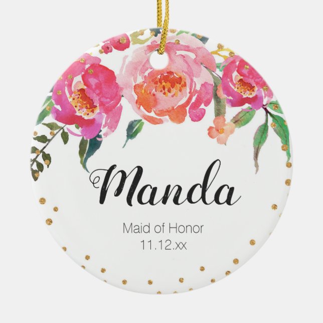 Cerâmica Madrinha de casamento Ornamento Floral (Frente)