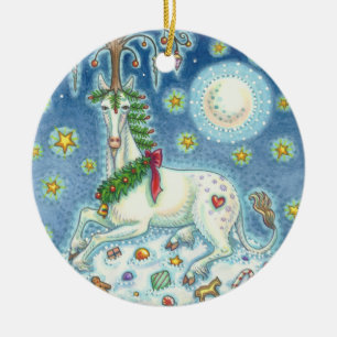 Cerâmica MÁGICA de um UNICÓRNIO do NATAL, ORNAMENTO do
