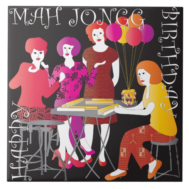 Cerâmica Mah Jongg Azulejo de aniversário atual (Frente)