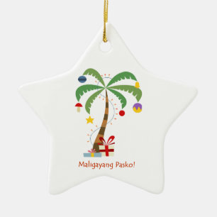 Cerâmica Maligayang Pasko! Ornamento da árvore de Natal