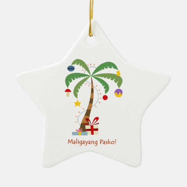 Cerâmica Maligayang Pasko! Ornamento da árvore de Natal (Frente)