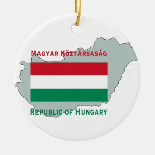 Cerâmica Mapa e bandeira do ornamento de Hungria
