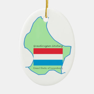 Cerâmica Mapa e bandeira do ornamento de Luxembourg