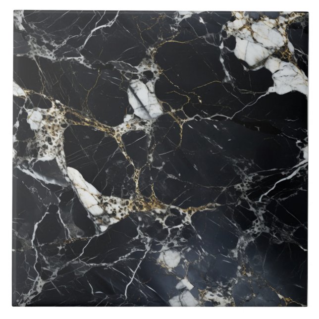 Cerâmica Marble Preto com Azulejo de Ênfase do Ouro (Frente)