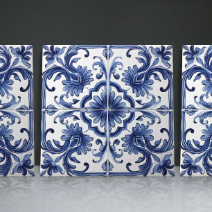 Cerâmica Marinho Azulejo Motif Ibérico de Arquitetura de Li