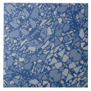 Cerâmica Marinho moderno Azulejo de efeito terrazzo azul