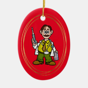 Cerâmica Médico Masculino com Termômetro e Ornamento de Píl