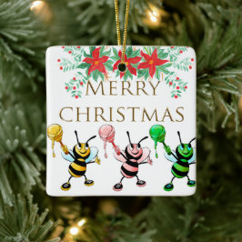 Cerâmica Mel Bonito: Dourado Ornamento de Natal Feliz