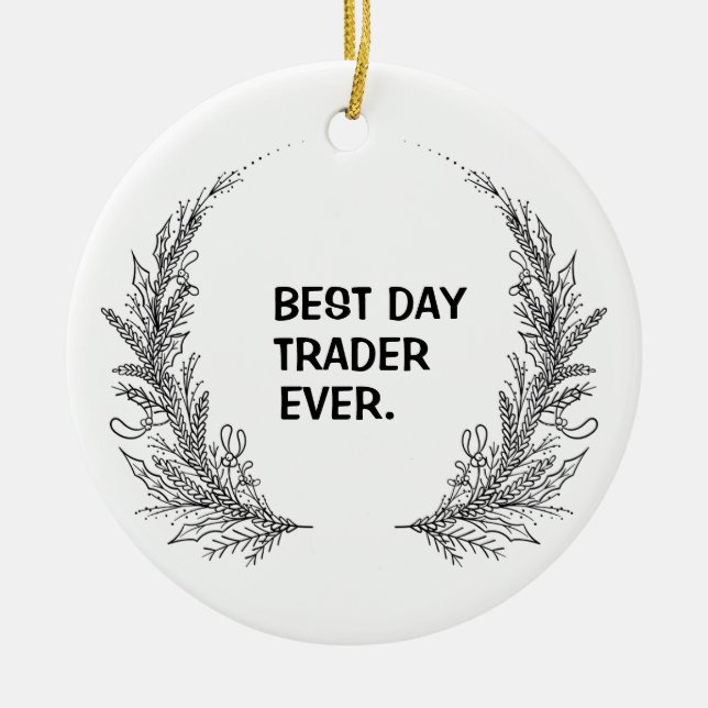 Cerâmica Melhor Ornamento de Natal para Trader de Dia (Frente)