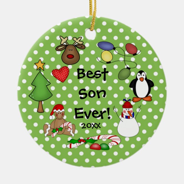 Cerâmica Melhor Presente de Natal Filho Ornamento (Frente)