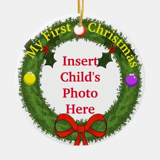 Cerâmica Meu Primeiro Ornamento de Natal (Frente)