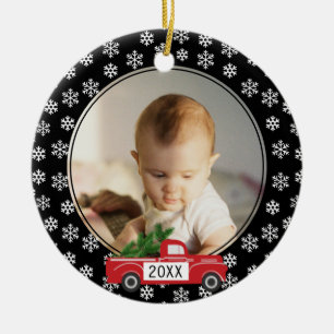 Cerâmica Meu Primeiro Ornamento Fotográfico de Natal com Ca