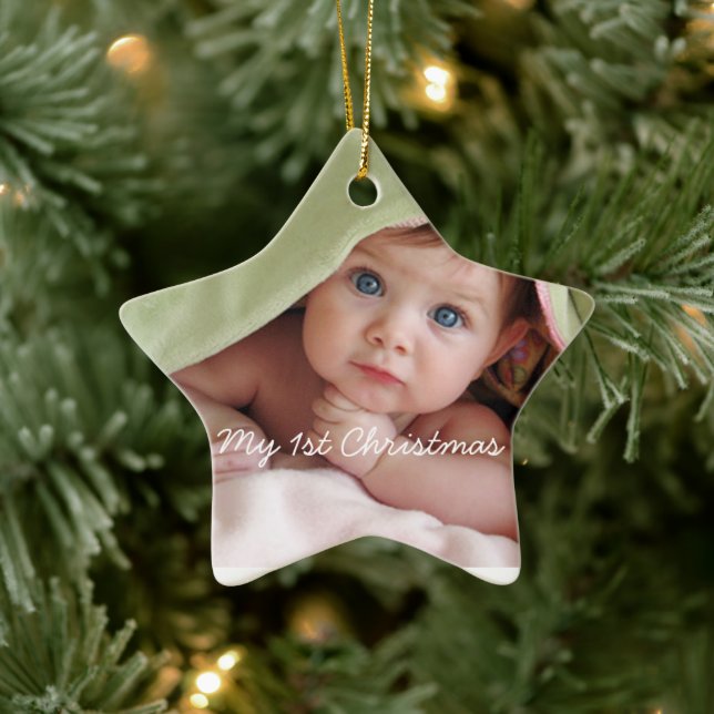 Cerâmica Meu Primeiro Ornamento Fotográfico de Pontos Brilh (Árvore)