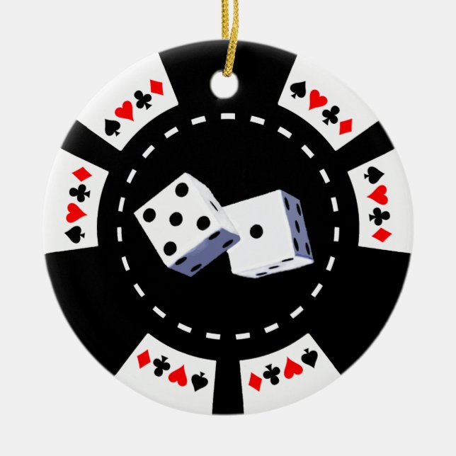 CERÂMICA MICROPLAQUETA DE PÓQUER COM ORNAMENTO DOS DADOS (Frente)