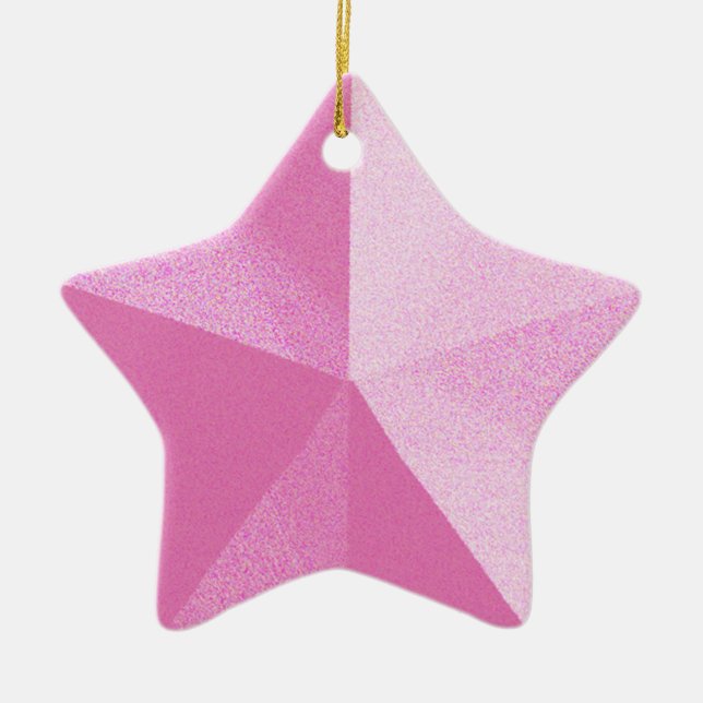Cerâmica Modelo personalizável de Ornamento em Estrela Rosa (Frente)