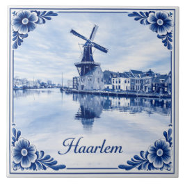Cerâmica Moinho de vento de Haarlem azulejo estilo Delft Bl