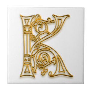 Cerâmica Monograma azulejo "Dourado" irlandês de K