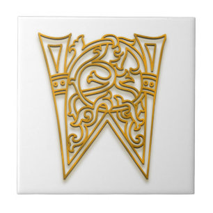 Cerâmica Monograma azulejo "Dourado" irlandês de W