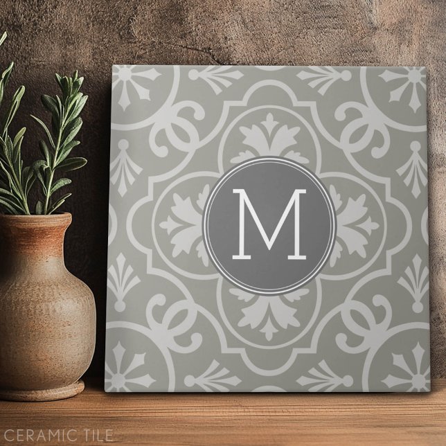 Cerâmica Monograma Personalizado de Padrão de Azulejo de Fa (Custom Tile)