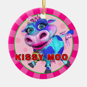 Cerâmica MOO de "GiggleBellies" Kissy o ornamento da vaca