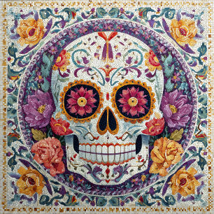 Cerâmica Mosaico de Crânio de Açúcar Dia dos Mortos Azulejo