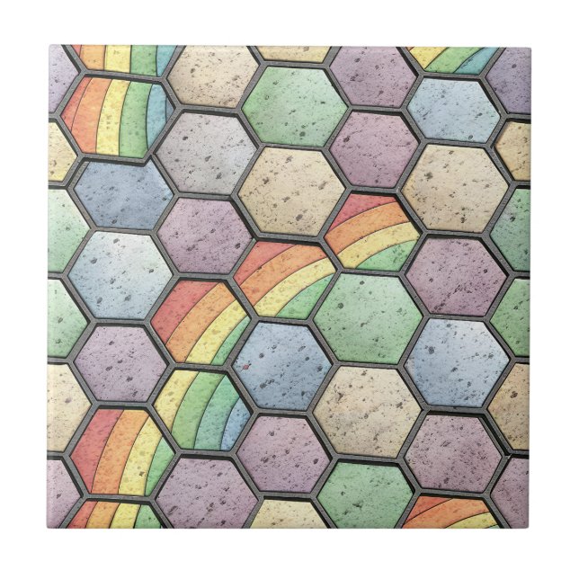 Cerâmica Mosaico de Mel de Chuva de Cores – Azulejo Hexagon (Frente)